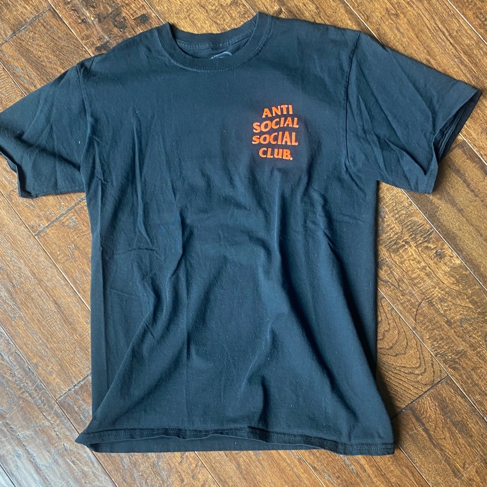 Anti Social Social Club Black Tee with Orange Chest Logo